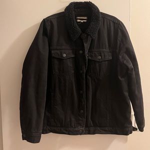 Madewell The Oversized Jean Jacket in Gallagher Black: Sherpa Edition XL
